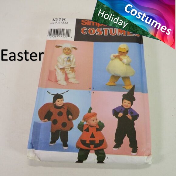 Simplicity 9318 Sewing Pattern Toddler 1/2 - 4 UNCUT Lamb Witch Ladybug Pumpkin - Picture 1 of 8